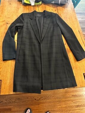 Lafayette 148 New York longline blazer knee length tonal plaid